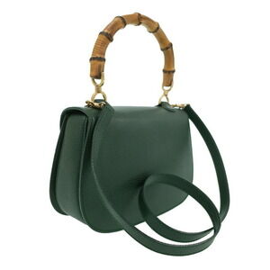Gucci Bamboo Top Bag Shoulder Handle Leather Handbag
